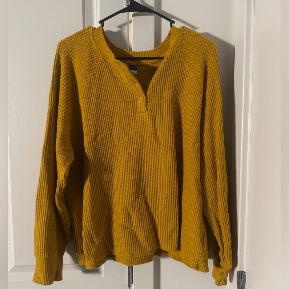 Old Navy Mustard Yellow Henley Long Sleeve